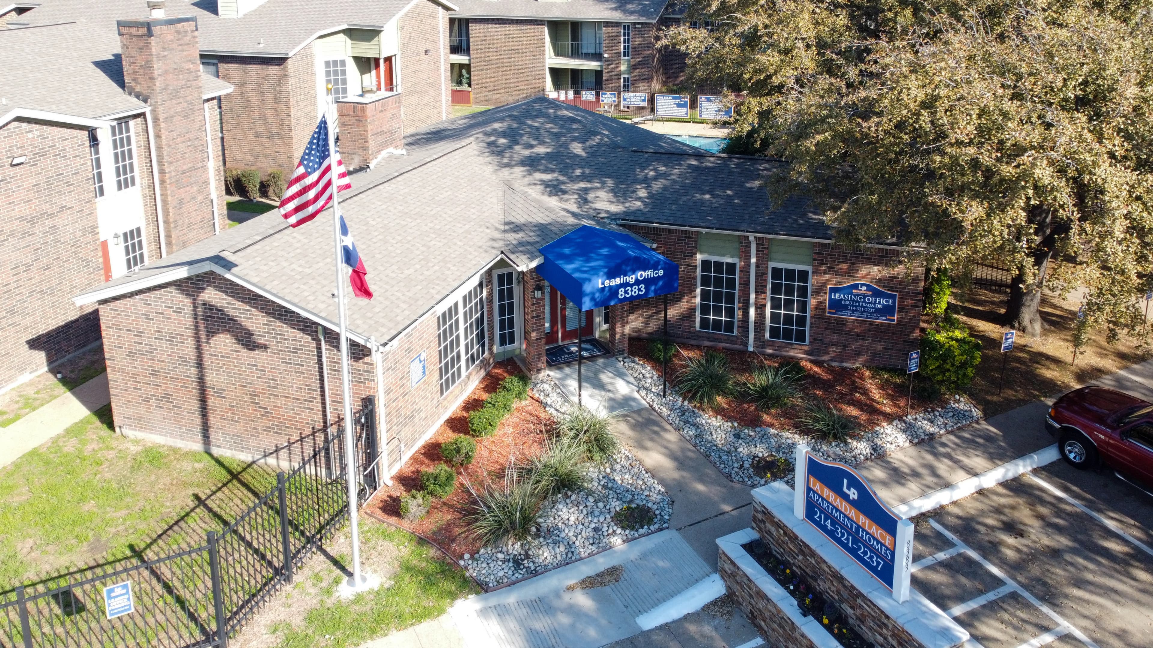 Gated limited-access entry at La Prada Place Apartment Homes