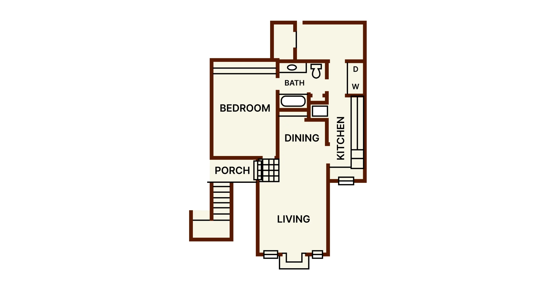 Plan A1 · 1 Bedroom · 1 Bath floor plan at La Prada Place Apartment Homes